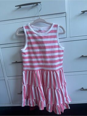Crewcuts Pink & White Striped Tiered Tank Dress